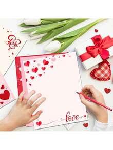 30/60张情人节粉色爱心A4信封纸 - 这款情人节文具套装尺寸为8.5 x 11英寸（约21.9 x 27.9厘米）。套装包含6种不同款式的爱心信封，以及粉色和红色信纸。适用于婚礼请柬、周年纪念贺卡、日期提醒、婴儿派对贺卡、母亲节贺卡、父亲节贺卡，以及向家人和朋友送上甜蜜祝福。