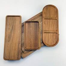 1/2 Piezas Bandeja de madera de acacia multifuncional: para alimentos, bebidas, baño y decoración del hogar - Eleva tu vida diaria con elegancia natural - Color de la madera - Ver 1