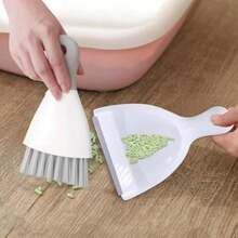 Timotech Mini Escoba y Recogedor Portátil Set de Cepillo y Recogedor de Mano Escoba Pequeña Cepillo de Limpieza para Hogar Interior Escobilla para Mesa y Mascotas - Blanco - Ver 5