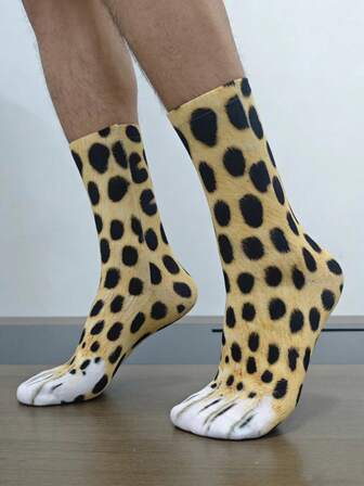 1 par 3D-djurtryckta roliga abstrakta realistiska djurtassstrumpor, 13 modeller tillgängliga