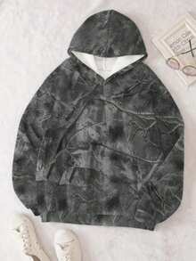 Dry Leaf Camouflage Hoodie,Autumn/Winter,Women's Fall/Winter Going Out Streetwear Couple Same Style/Couple Same Style/Basic/Going Out Knit Camo Fleece Lined Keep Warm Zip Up Green Baggy Long Sleeve Sweatshirt,Nature-Inspired Camouflage Print (Tree/Bark/Leaf Motifs),Oversized Hoodie, Relaxed Fit, Adjustable Drawstring Hood,Kangaroo Pocket, Ribbed Cuffs/Hem,Streetwear Vibe, Outdoor-Inspired Aesthetic,Moody Tones (Charcoal/Light Gray/Earth Brown) - 灰色 - 查看 2