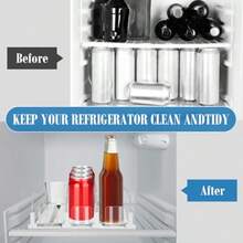 asika Organizador de bebidas para nevera dispensador de latas de soda de ancho ajustable para organizadores y almacenamiento de refrigerador soporte de bebidas para botellas de cerveza de 3 filas - Blanco - Ver 6