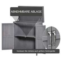 Outsunny Garden Shed, Weatherproof Tool Shed Made Of Fir Wood, Double Door, 2 Shelves, Dark Grey, 74 X 43 X 88 Cm - Grey - View 6