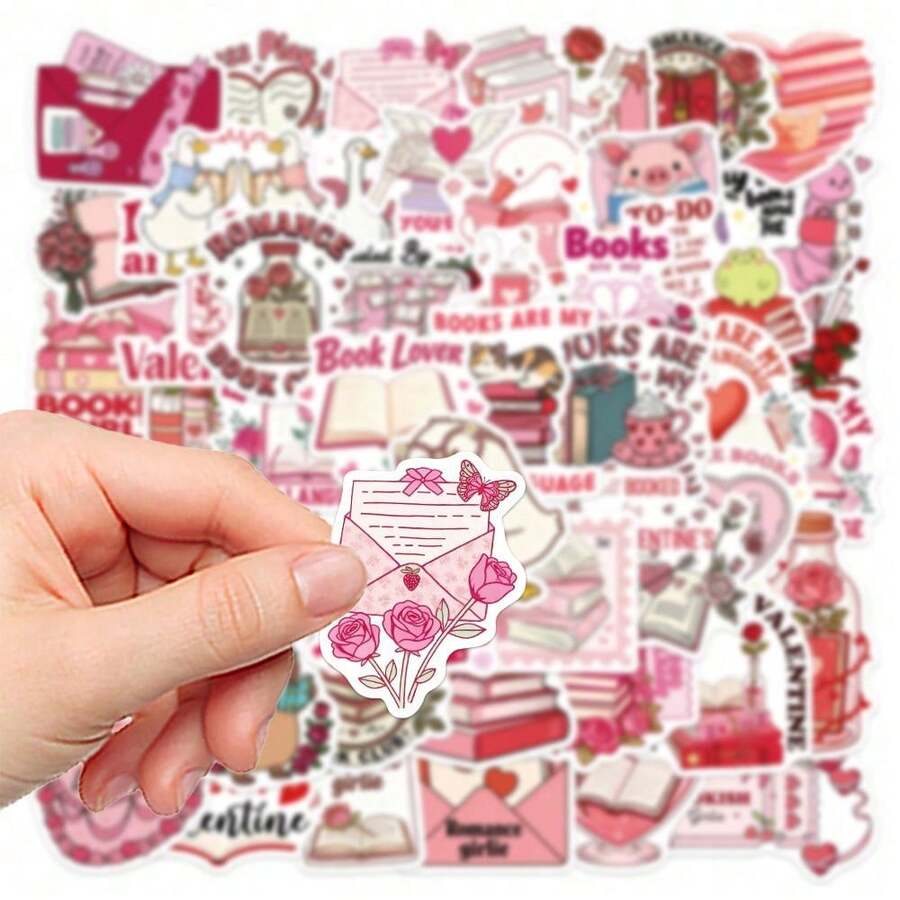 50 piezas de pegatinas con estilo de pergamino vintage, decoración DIY para el Día de San Valentín, Navidad, Año Nuevo en papelería, libros, tazas, equipaje, guitarra, casco, etc.