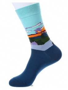 2/5/8 Pairs Random Fashionable Versstile Creative AB Asymmetrical High Top Socks With Cartoon Animal, Tool, And Character Patterns - Multicolor - View 11