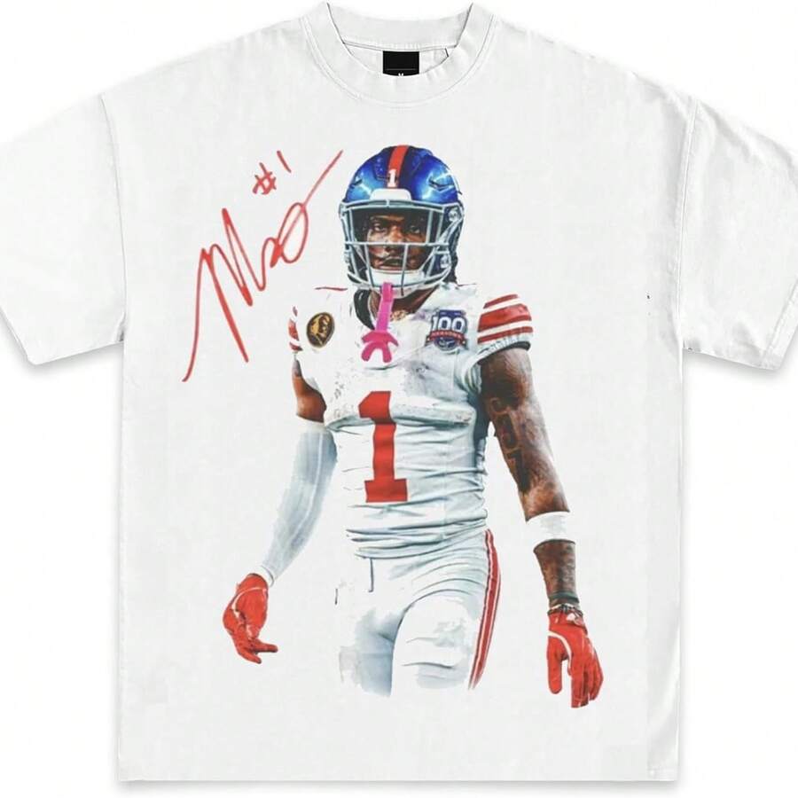 Star Signature Football Graphic T-Shirts _ Premium Quality Heavyweight Football Shirt For Adults & Kids_2 - White - View 1