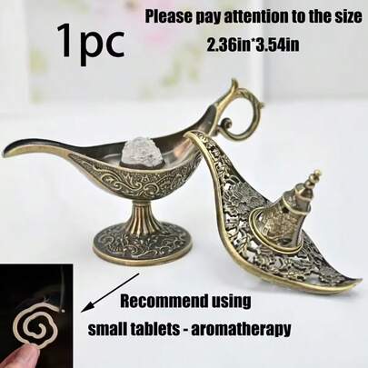 1个魔法灯合金香炉架，家居装饰瑜伽冥想佛教香炉，茶道桌面摆件，斋月开斋节情人节礼物
