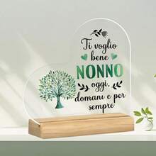 1 pezzo Decorazione da tavolo in acrilico con slogan in lingua italiana, su base in legno. La decorazione da tavolo da pranzo presenta slogan adatti per la sala da pranzo della fattoria di famiglia, il camino e il soggiorno. Può essere utilizzato come regalo, forniture scolastiche, regalo di compleanno, forniture per il ritorno a scuola, ecc.