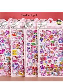 （随机1张）可爱动物水晶贴纸，透明，男女皆宜，多种装饰贴纸，趣味手机贴纸，节日礼物之选