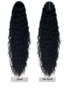 36 Inch Long Black Ponytail Wig, Lightweight Fluffy Natural Curly Drawstring Ponytail, Multi-Layer Soft Clip-In Hair Extensions, Synthetic Wig For Women - Black - View 5