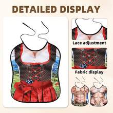 1件装优质可重复使用成人围兜，男女通用，用餐时保护衣物，个性化印花图案，便携，流行设计 - 18 英寸 x 15 英寸 - 彩色 - 查看 4