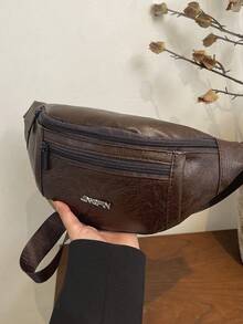 Women's PU Leather Casual Waist Bag, Shoulder Bag, Crossbody Bag, Fashion Chest Bag - Brown - View 5