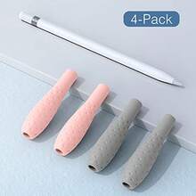 MoKo [4 Pack Silicone Grip Holder Ergo Protective Sleeve Cover Case Accessories Compatible with Apple Pencil 1st 2nd Generation Gray and Pink - grisrosa - Ver 5