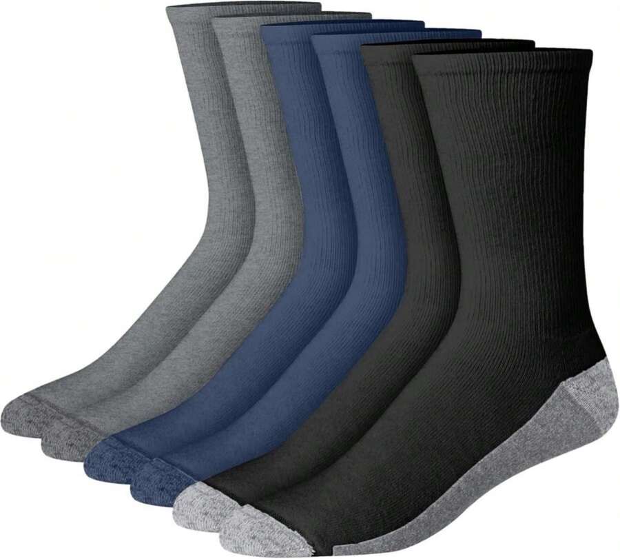 Hanes Mens Max Cushioned Crew Socks, Moisture-Wicking With Odor Control, Multi-PackCrew Sock - ColorE - View 1