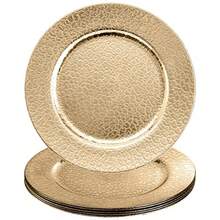 Kingrol Paquete de 6 Platos Base Dorados de 13 Pulgadas Bases Redondas para Cena Platos Decorativos Resistentes y Reutilizables para Fiestas de Boda Elegante Presentación de Mesa Decoración de - Oro - Ver 1