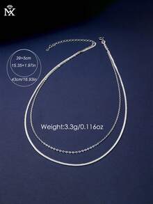 SYMFNY 1件925纯银极简双层闪亮费加罗链项链