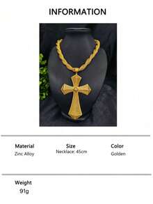 1 件时尚女士金色十字架吊坠项链，适合欧美婚礼、派对、日常穿着、节日礼物 - 金黃色 - 查看 5