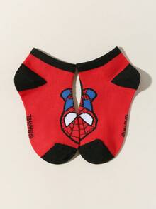 1/5 Pairs Marvel Kids/Boys/Girls Campus Socks, Cute Cartoon Spiderman/Spider Web Decorated, Breathable Comfortable Moisture-Wicking Odor-Resistant Sports Socks, Casual Fashion Soft Collegiate Style Ankle Socks, Suitable For Vacation, Campus Activities, Parties, Home Leisure - Multicolor - View 3