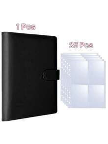 25pcs/50sheets A5 6-Ring Binder Sleeves, 2.5x3.5" Photo Pockets, Double-Sided 4-Pocket Page Protectors, Ultra Clear Trading Card Sleeves - Transparent - View 19
