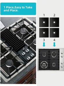 4片/8片装黑色燃气灶防油垫，可水洗清洁垫 - - - 查看 6
