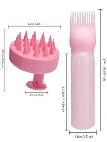 2pcs Massage Scalp Brush, Silicone Hair Washing Brush, Cleaning Shower Comb, Hair Styling Tool - Pink - View 2