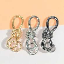 1pc Twist Knot Bag Charm Keychain, D-Ring Keychain - High Quality Luxury Bag Accessory, Perfectly Adds Fashionable To Your Bag, Suitable Daily Use, Special Occasions, Versatile Design, Fashion Statement, Elegant & Unique, Durable & Practical, Exquisite Taste. Female Friends, Anniversary, Back To School - Vàng - Xem 4