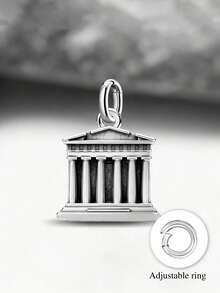 1 pièce Pendentif du temple d'Athéna en argent sterling 925 minimaliste et unique, bijou DIY, cadeau de Noël exquis pour hommes et femmes - Style 1 - Voir 1