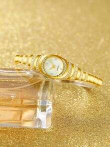 时尚商务多功能奢华镶钻优雅石英表，母亲节礼物