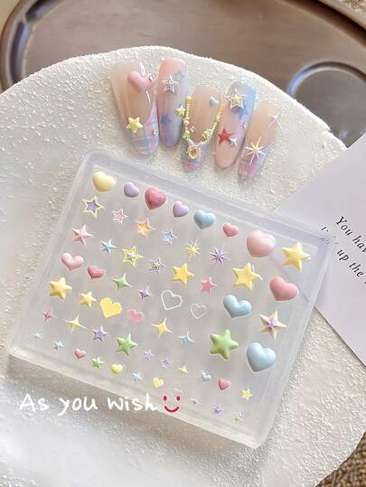 1pc Reusable Silicone 3D Heart & Bow Nail Art Mold, Transparent Material, Can Make Star & Shell Patterns, Nail Carving Mold, DIY Jewelry Making Decoration Tool, Cute 3D Nail Art Decoration Mold