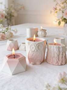 1pc Geometric Flower Pot & Candle Holder 2-In-1 Silicone Mold - Easy Release Reusable For Resin/Cement/Plaster, Home Decor DIY Gift For Valentine's Day/Mother's Day/Christmas - White - View 5