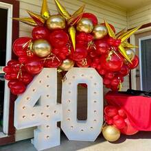 20/30pcs 10-Inch Matte Red & Metallic Gold Latex Balloons Party Decoration Set, Includes Ribbons, Suitable For New Year, Valentine's Day, Birthday, Baby Shower, Wedding, Theme Party, Gender Reveal, Cocktail Party, Anniversary, Holidays, Outdoor Celebration