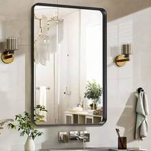 36"X 24" Black Bathroom Mirrors For Over Sink, Vanity Mirror Wall Mounted,Framed Rectangle Mirrors For Living Room Entryway, Anti-Rust, Tempered Glass Hangs Horizontally Or Vertically - 36英寸x24英寸 - 查看 7