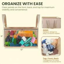 Holay - Paquete de 2 contenedores de almacenamiento de 12 x 12 x 6 pulgadas [café] cajas de PVC de capacidad de 13 l con tapa y asas transparentes duraderos y plegables organizador multiusos para - transparentcafy - Ver 5
