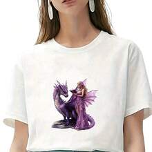 1片/2片/3片装紫色龙与女孩热转印贴片，持久耐用，适用于DIY T恤、卫衣、牛仔裤、连帽衫、背包、夹克、手提包、枕头等。 - 彩色 - 查看 6