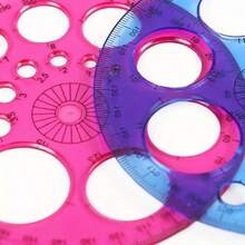 1pc Full Circle Protractor Colorful Round Template Ruler, Transparent Blue Version - Essential DIY Craft Tool, 360 Degree Rotating Circular Ruler With Circle And Degree Markings, Suitable For Painting, Quilting, Office And School Supplies - Special Edition Full Circle Protractor Colorful Round Template Ruler, Diameter 4.55 Inches Sewing Ruler - Multicolor - View 3
