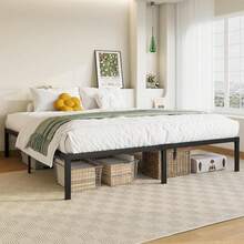 Base Cama Matrimonial 190 * 140 * 36CM, Plataforma de Metal con Espacio de Almacenamiento Debajo de la Cama, Base de Cama de Fácil Montaje Resistente (Large) - Individual - Ver 1