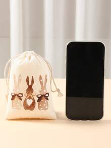 6Pcs Easter Bunny Drawstring Gift Bags,Gift Wrapping Bag With Rabbit Design,Easter Egg Hunt Party Favor Bag,Happy Easter Day Decor,Easter Bunny Decorations,Easter Gift,Perfect For Candy & Egg Hunt Prizes,Spring Decor,Organization And Storage