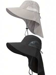 1pc Waterproof Quick Dry Wide Brim Sun Hat, Men's Breathable Hiking Sun Protection Neck Flap Fishing Cap For Summer - Multicolor - View 13