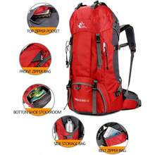 Bseash 60L Waterproof Hiking Camping Backpack With Rain Cover Large Outdoor Sport Travel Daypack Rucksack For Climbing - 紅色 - 查看 3