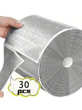 30-Pack Of Thickened Double-Sided Metal Wire Scouring Pads, Kitchen Cleaning Tools/Bathroom Accessories/Kitchen Dishcloths/Pot And Pan Cleaning Cloths/Towel Cleaning Tools, Suitable For Kitchen And Bathroom Cleaning, A Practical Gift For Mom.