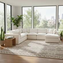 ATOMHOME 139" Modular Cloud Sectional Sofa, 7-Seater Oversized Chenille Sofa Non-Assembly Couch With Movable Ottoman, Convertible Sleeper Bed For Living Room & Office Home Furniture, Beige - Màu be - Xem 8