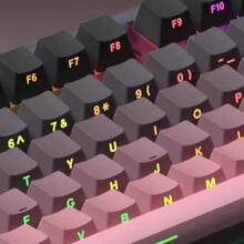 黑粉渐变侧印键帽套装，OEM高度，双色注塑半透明键帽，136键侧印，耐用半透明DIY键帽，适用于60/64/68/75/80/96/98/104/108键键盘