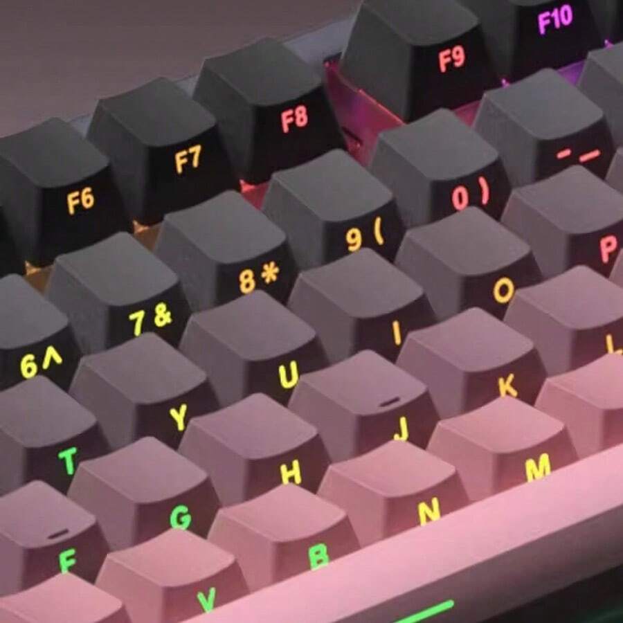 黑粉渐变侧印键帽套装，OEM高度，双色注塑半透明键帽，136键侧印，耐用半透明DIY键帽，适用于60/64/68/75/80/96/98/104/108键键盘