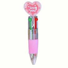10Pcs Random Style Novel Heart-Shaped 4-Color Retractable Ballpoint Pen | Valentine's/Wedding Season/Party Supplies Set For Office/Campus, Perfect Gift For Women (Back-To-School/Birthday/Christmas)