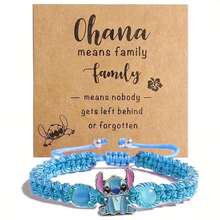 1件迪士尼史迪奇手工串珠手链 - 蓝/粉色合成宝石，麻绳设计，可爱卡通动物图案，适合15岁以上女孩 - 日常配饰，情人节礼物 - 创意可爱派对装饰，圣诞节、情人节、生日的理想之选（颜色随机发送） - 彩色 - 查看 5