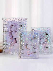 A6 A7 M5 透明活页夹，DIY 活页笔记本，封口条，可爱贴纸，贴纸笔记本，贴纸书，贴纸书架，贴纸书内芯，透明贴纸书活页夹，透明贴纸书，DIY 活页笔记本套装，文具，学习用品，返校用品 - 彩色 - 查看 4