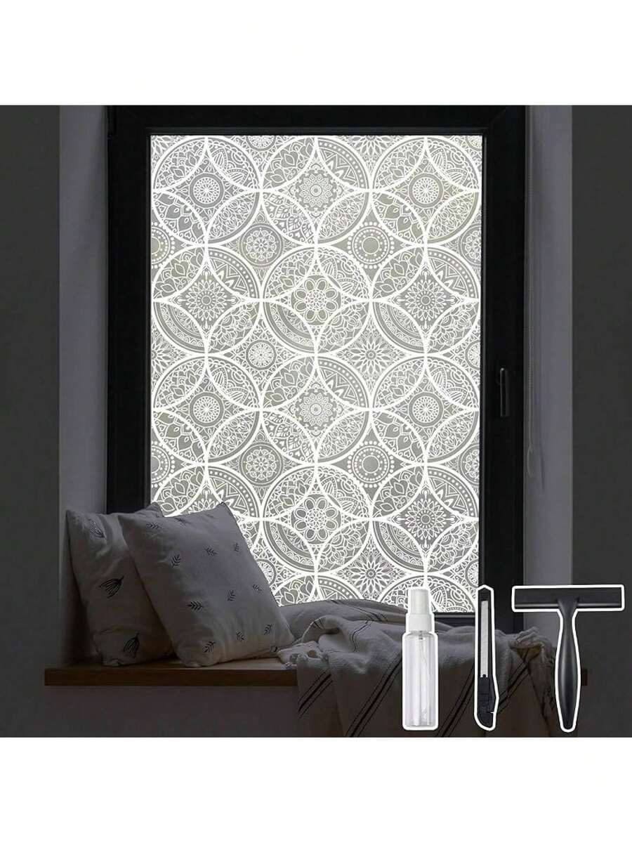 EstiloTendenciaDKTIE - PelíCula De Privacidad Boho Chic Para Ventanas Con Herramientas De InstalacióN, Suaviza La Luz, Reduce Los Rayos UV, PelíCula Decorativa Tipo Vidriera Para TeñIr Ventanas Para El Hogar, 17.7 XCalidad PremiumVersióN Mejorada - blanco puro - Ver 1