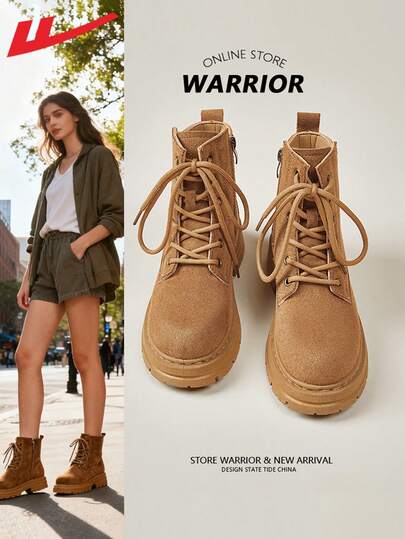 WARRIOR 1 Pair Casual Sport Style Platform Women's Boots, 2025 New High-Top Slimming Fashionable Lightweight Outdoor Hiking Sneakers