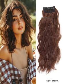 10-14英寸水波纹夹式接发片 | 隐形无缝顶部假发片，适合细软发质，耐热卷曲合成纤维，瞬间增加发根蓬松度 - 彩色 - 查看 17