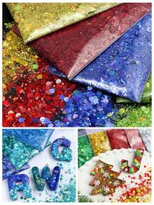 50克彩虹六边形亮片，适用于树脂工艺品，极光亮片环氧树脂填充剂，可用于DIY美甲、珠宝铸造等。